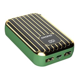Dudao power bank külső akkumulátor 10000mAh 2x USB / USB Type C / micro USB 2A LED kijelzővel (zöld)