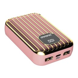 Dudao power bank külső akkumulátor 10000mAh 2x USB / USB Type C / micro USB 2A LED kijelzővel (rózsaszín)