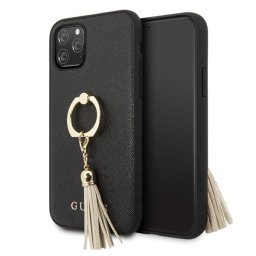 Guess Saffiano iPhone 11 Pro telefontok gyűrűvel (fekete)