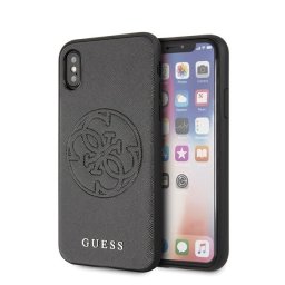 Guess Saffiano 4G Circle Logo iPhone X/Xs telefontok (fekete)