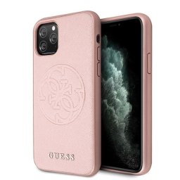 Guess Saffiano 4G Circle Logo iPhone 11 Pro telefontok (rózsaszín)