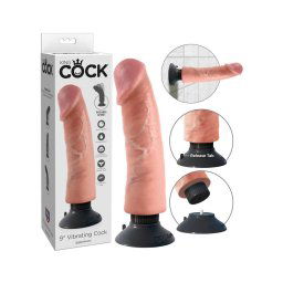 King Cock 9 tapadókorongos vibrátor (23 cm) - natúr