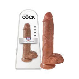 King Cock 10 herés nagy dildó (25 cm) - barna