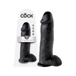 King Cock 12 herés nagy dildó (30 cm) - fekete
