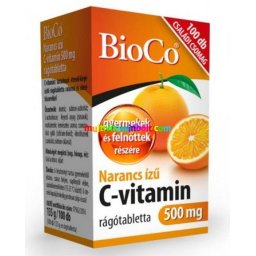 C-vitamin 500 mg, 100 db rágótabletta, finom, narancs ízű, családi csomag - BioCo