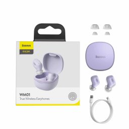 Baseus Encok WM01 vezetéknélküli fülhallgató TWS Bluetooth 5.0 (lila)