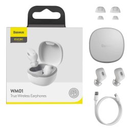 Baseus Encok WM01 vezetéknélküli fülhallgató TWS Bluetooth 5.0 (fehér)