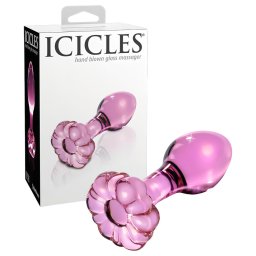 Icicles No. 48 - virágos üveg anál plug (pink)