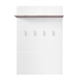 Beny falifogas 4 akasztóval fényes fehér + szürke tölgy, 760 x 196 x 1140 mm 1C