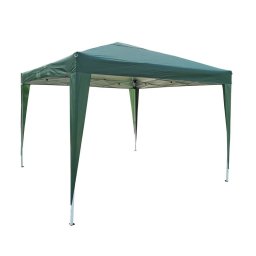 Kerti pavilon, négyzet alakú, fémkeret + poliészter, összecsukható, zöld, 3 x 3 m
