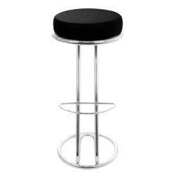 Zeta bárszék, rögzített, krómozott acél + fekete bőr utánzat, 96 cm