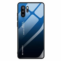 Gradient Glass színátmenetes Huawei P30 Pro tok edzett üveg hátlappal (fekete-kék)