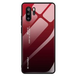Gradient Glass színátmenetes Huawei P30 Pro tok edzett üveg hátlappal (fekete-piros)