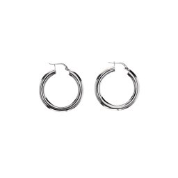 Ezüst lapított karika fülbevaló (28 mm átmérőjű)