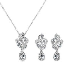 Jégvirág alkalmi ékszerszett, ragyogó cirkónia kristályokkal