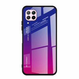 Gradient Glass színátmenetes Huawei Nova 7i / Nova 6 SE / P40 Lite tok edzett üveg hátlappal (pink-lila)