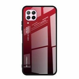 Gradient Glass színátmenetes Huawei Nova 7i / Nova 6 SE / P40 Lite tok edzett üveg hátlappal (fekete-piros)