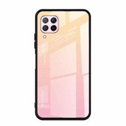 Gradient Glass színátmenetes Huawei Nova 7i / Nova 6 SE / P40 Lite tok edzett üveg hátlappal (rózsaszín)