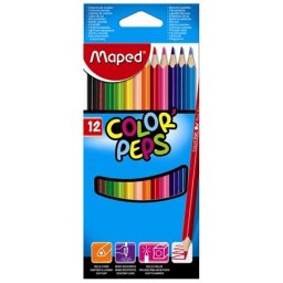 Színes ceruza készlet, háromszögletű, MAPED "Color`Peps", 12 különböző szín