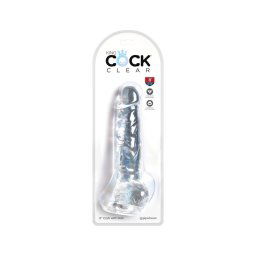 King Cock Clear 8 - tapadókorongos, herés dildó (20cm)