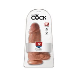 King Cock 9 Chubby - tapadókorongos vastag dildó (sötét natúr, 23 cm)