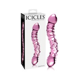 Icicles No. 55 - kétvégű, G-pont üveg dildó (pink)