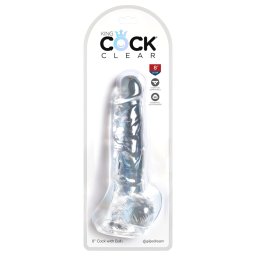 King Cock Clear 8 - tapadókorongos, herés dildó (20 cm)