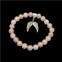 Angyalszárnyas rózsakvarc karkötő