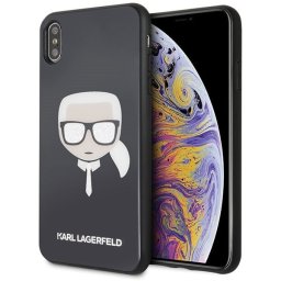 Karl Lagerfeld Ikonik Glitter Karl's Head iPhone Xs Max telefontok (fekete)