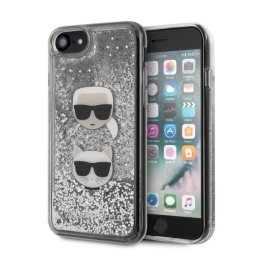 Karl Lagerfeld iPhone 6/6s/7/8/SE 2020 Liquid Glitter Karl & Choupette telefontok (ezüst)