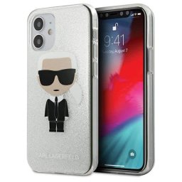 Karl Lagerfeld iPhone 12 mini Glitter Ikonik Karl telefontok (ezüst)