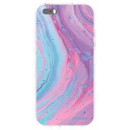 Átlátszó szilikon tok az alábbi mobiltelefonokra Apple iPhone 5/5S/SE - Pink liquid