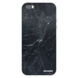 Átlátszó szilikon tok az alábbi mobiltelefonokra Apple iPhone 5/5S/SE - Black marble