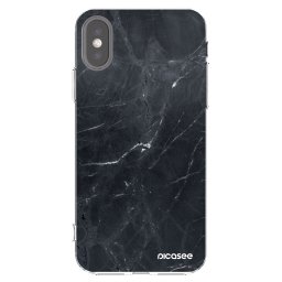 Átlátszó szilikon tok az alábbi mobiltelefonokra Apple iPhone X/XS - Black marble