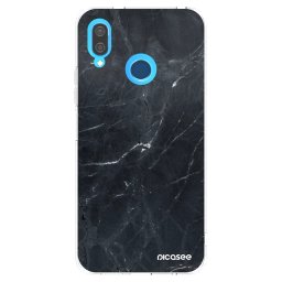 Átlátszó szilikon tok az alábbi mobiltelefonokra Huawei P20 Lite - Black marble