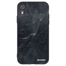 Fekete szilikon tok az alábbi mobiltelefonokra Apple iPhone XR - Black marble