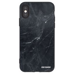 Fekete szilikon tok az alábbi mobiltelefonokra Apple iPhone X/XS - Black marble