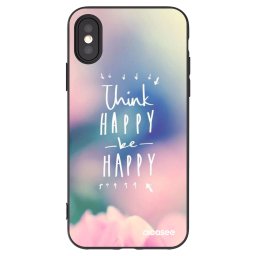 Fekete szilikon tok az alábbi mobiltelefonokra Apple iPhone X/XS - Think happy be happy