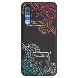 Fekete szilikon tok az alábbi mobiltelefonokra Huawei P20 Pro - Flowers pattern
