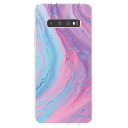 Átlátszó szilikon tok az alábbi mobiltelefonokra Samsung Galaxy S10 Plus G975 - Pink liquid
