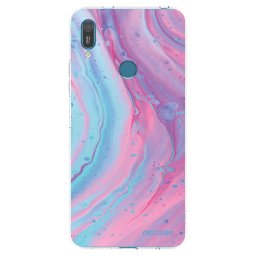 Átlátszó szilikon tok az alábbi mobiltelefonokra Huawei Y7 2019 - Pink liquid