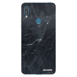 Átlátszó szilikon tok az alábbi mobiltelefonokra Huawei Y7 2019 - Black marble