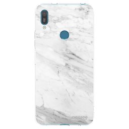 Átlátszó szilikon tok az alábbi mobiltelefonokra Huawei Y7 2019 - White marble