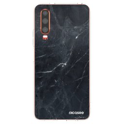 Átlátszó szilikon tok az alábbi mobiltelefonokra Huawei P30 - Black marble