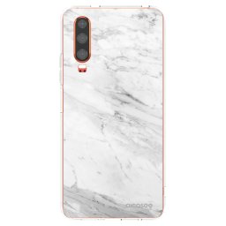 Átlátszó szilikon tok az alábbi mobiltelefonokra Huawei P30 - White marble