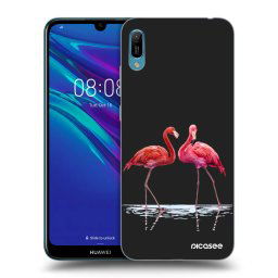 Fekete szilikon tok az alábbi mobiltelefonokra Huawei Y6 2019 - Flamingos couple