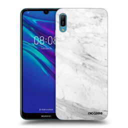 Fekete szilikon tok az alábbi mobiltelefonokra Huawei Y6 2019 - White marble