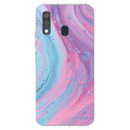 Átlátszó szilikon tok az alábbi mobiltelefonokra Samsung Galaxy A40 A405F - Pink liquid
