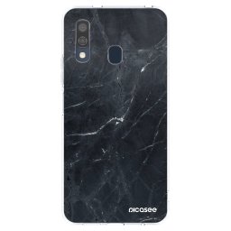 Átlátszó szilikon tok az alábbi mobiltelefonokra Samsung Galaxy A40 A405F - Black marble