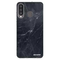 Átlátszó szilikon tok az alábbi mobiltelefonokra Huawei P30 Lite - Black marble